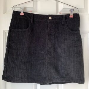 Women’s Skirt‎ Sz M Black Corduroy Mini Skirt Short Going Out Grunge Zip Up